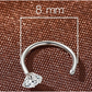 8mm  (4-Pair Set) Minimalist C-Shaped Hoop Earrings with CZ Studs - S999 Sterling Silver