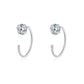 6mm  (4-Pair Set) Minimalist C-Shaped Hoop Earrings with CZ Studs - S999 Sterling Silver