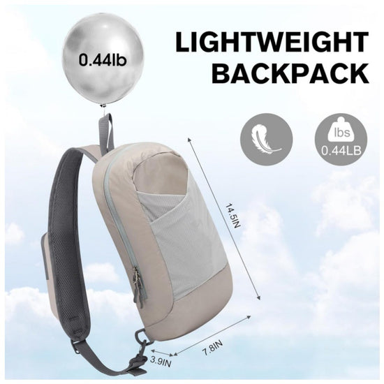 Grey Lightweight Crossbody Sling Bag - Versatile Chest Daypack for Hiking, Travel & Daily Use
