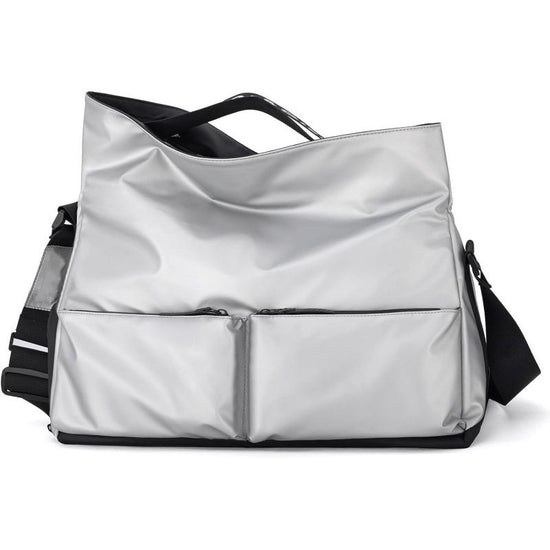 Silver Large Capacity Waterproof Tote Bag - Convertible Crossbody Messenger for Gym, Travel & Work
