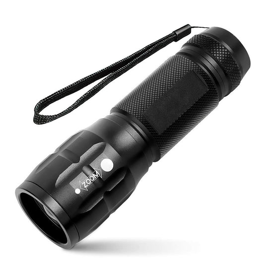 Compact Tactical LED Flashlight - Super Bright 160LM with Adjustable Zoom & Anti-Slip Grip