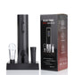 Complete Electric Wine Opener Gift Set - Rechargeable Corkscrew with Foil Cutter, Pourer, Vacuum Stopper & Charging Base