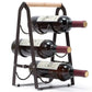 Rustic 6-Bottle Foldable Wine Rack - Metal Countertop Holder with Wooden Handle