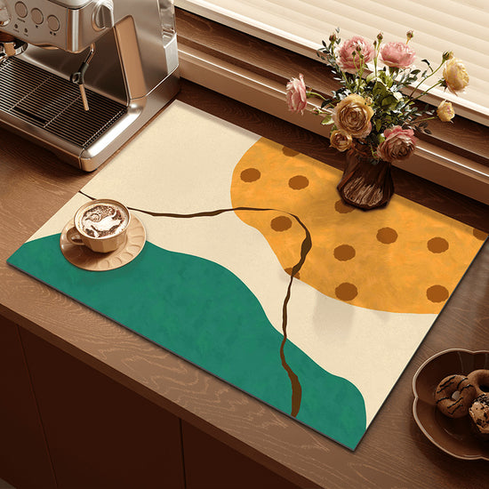 2-Piece Mountain Pattern Dopamine Drain Mat Set - 30x40cm Coffee Machine Mat, Bar Mat, Heat Resistant Kitchen Countertop Absorbent Mat