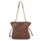 Coffee Chic Suede Hobo Bag for Women - Versatile Tote with Drawstring, Large Capacity Commuter Bucket Bag