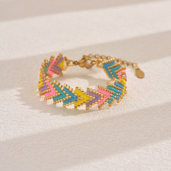 Dopamine Miyuki Beaded Bohemian Rainbow Arrow Handmade Stainless Steel Bracelet