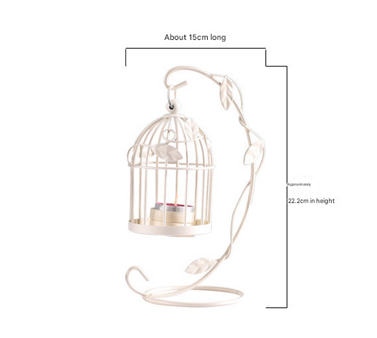 Black European Leaf Birdcage Iron Art Candlestick - Home Decor Ornament, Creative Gift, Vintage Candle Holder & Wedding Favor