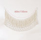 White Hand-Woven Cotton Rope Plush Toy Hammock - Wall Organizer with Tassels, Decorative Toy Net (150 x 40cm)