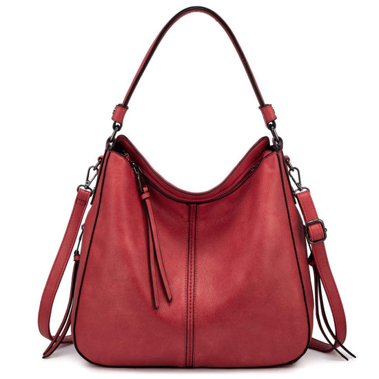 Red Foreign Trade Fashion Large Capacity Handbag - European & American Casual Crossbody Bag, Solid Color Zipper Women&
