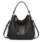 Black Foreign Trade Fashion Large Capacity Handbag - European & American Casual Crossbody Bag, Solid Color Zipper Women&