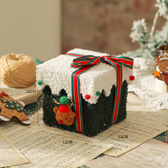 White Green Premium 2-Piece Christmas Apple Gift Box Set - High-End Thick Flannel Festive Candy & Present Boxes