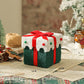 Green White Butterfly Knot Style Premium 2-Piece Christmas Apple Gift Box Set - High-End Thick Flannel Festive Candy & Present Boxes