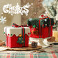 Green White Butterfly Knot Style Premium 2-Piece Christmas Apple Gift Box Set - High-End Thick Flannel Festive Candy & Present Boxes