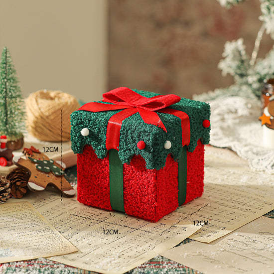 Green Red Butterfly Knot Style Premium 2-Piece Christmas Apple Gift Box Set - High-End Thick Flannel Festive Candy & Present Boxes