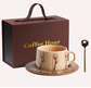 Brown Tulip Elegant Ceramic Coffee Cup & Saucer Set - Couples Gift Box, Premium Wedding & Bridesmaid Favor, High-End Exquisite Design