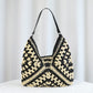 Black Stylish Woven Shoulder Bag - Fashionable Versatile Handbag & Crossbody Straw Beach Tote (39x27x39 cm)