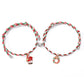 3 Pairs Cute Couple Bracelets - Magnetic Christmas & New Year Friendship Rope Bracelets with Charms (Adjustable, 9.3g)