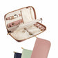 Pink Portable Travel Jewelry Organizer - Anti-Tangle Storage for Necklaces, Earrings, Rings & Bracelets (24.9x11.4 cm)