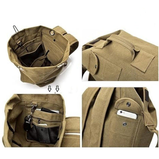 Black Vintage Canvas Backpack Large Capacity Rucksack for Travel and Hiking Rugged Retro Daypack for Men and Students Ideal for Australian Outdoors