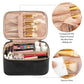 Pink Large Capacity Travel Makeup Bag Portable Cosmetic Case with Handle and Dividers Elegant Toiletry Organizer for Daily Use