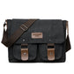 Black Vintage Canvas Messenger Bag Men Crossbody Satchel Durable Shoulder Bag for Work and Travel Multi Pocket Casual Daypack