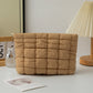 Light Brown 2 Pack Quilted Puffer Clutch Bag Set Checkered Makeup Pouch Women Fashion Cosmetic Organiser for Travel and Daily Use