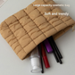 Green 2 Pack Quilted Puffer Clutch Bag Set Checkered Makeup Pouch Women Fashion Cosmetic Organiser for Travel and Daily Use