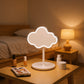 Blue Cute Cloud Shaped LED Makeup Mirror Desktop Vanity Light with Storage Tray 360 Rotation Cordless Cosmetic Beauty Tool