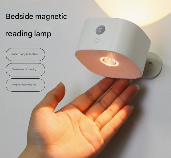 White Rechargeable Motion Sensor Wall Light Dual Light Source Magnetic LED Night Lamp with 3 Brightness Levels and Type-C Charging for Hallway and Bedroom