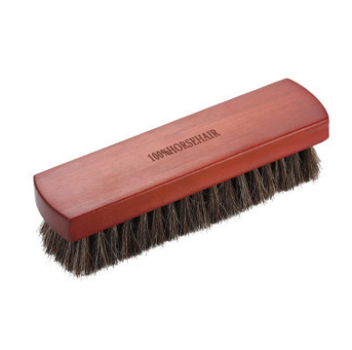 2 Pack Natural Wood Color 18*5cm Premium Horsehair Shoe Brush Set Solid Wood Handle Soft Bristles Leather Care Kit for Polishing Boots Bags and Car Seats