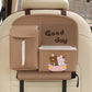 Brown Cute Bear Car Back Seat Organiser PU Leather Hanging Storage Pouch with Tissue Box Holder and Umbrella Strap Universal Travel Accessory