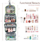 Green Large Hanging Toiletry Bag Waterproof Travel Cosmetic Organiser with Sturdy Hook 4 Compartments Makeup Wash Case for Women and Men