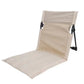 Beige Portable Outdoor Ground Chair with Back Support Folding Beach Mat Seat Lightweight Aluminium Frame for Camping Festivals and Picnics