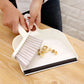 Beige Mini Dustpan and Brush Set Handheld Sweeping Broom with Rubber Lip for Desktop Kitchen Car and Camping Cleaning