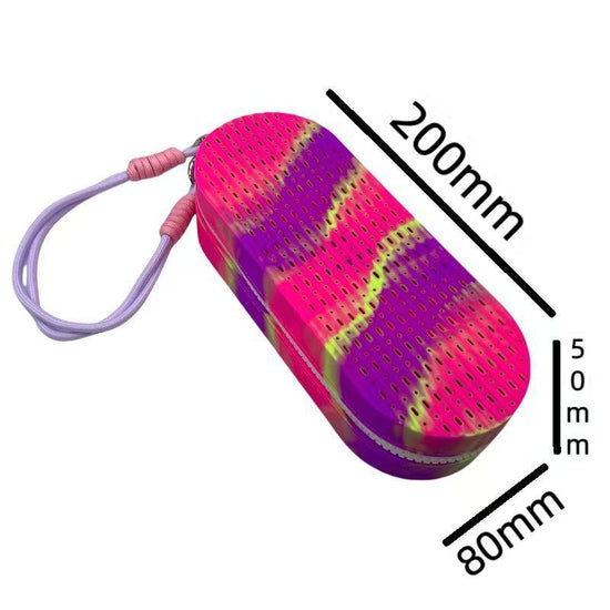 Rose Red Breathable Silicone Swim Goggles Case Shockproof Sunglasses Protector Box Portable Large Capacity Storage Pouch with Hanging Strap for Swimming and Travel