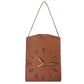 Dark Brown Nordic Style PU Leather Hanging Wall Clock Vintage Industrial Design with Roman Numerals Creative Art Timepiece for Cafe Living Room and Office