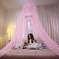 Pink Glow-in-the-Dark Stars Princess Bed Canopy Mosquito Net for King Queen Beds 250cm Height Extra Large 12m Circumference Australian Decor