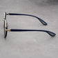 Black-rimmed Green Lenses Retro Round Sunglasses Vintage Metal & PC Frame Casual Classic Style for Men and Women - Lightweight 137mm Width