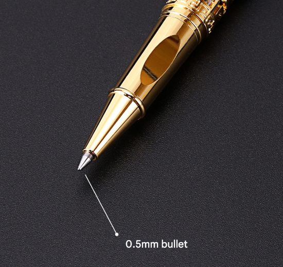 Dark Blue Two-piece Set Luxury Retro Dragon Head Signature Pen Gift Set - Full Metal 0.5mm Rollerball Each Set with 2 Spare Refills for Business and Gifting