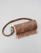 Boho Ethnic PU Leather Cylindrical Crossbody Bag with Embroidery and Fringe - 21cm Vintage Retro Drum Bag for Daily Use