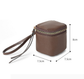 Coffee 2 Pack Mini PU Leather Cube Cosmetic Bag - Portable Travel Pouch for Lipstick, Coins and Jewelry - Compact Storage with Wrist Strap 8x7.5cm