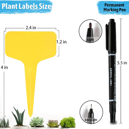 Blue 200 Pack Waterproof Plant Labels T-Type Garden Tags with 2 Marking Pens for Succulents Flowers Seedlings and Aussie Home Gardening Identification