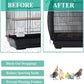 S Black【Height 17, Circumference 110】 Large Bird Cage Seed Catcher Net Cover - Adjustable Mesh Guard Splash-Proof Dust Cover for Indoor Outdoor Cages