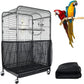 L Black【Height 30, Circumference 220】 Large Bird Cage Seed Catcher Net Cover - Adjustable Mesh Guard Splash-Proof Dust Cover for Indoor Outdoor Cages