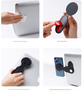 Black Magnetic Laptop Phone Holder Side Mount Expansion Bracket Slim 6mm Foldable Stand with Metal Ring for Dual Screen Work Office Setup