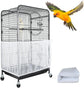 M White【Height 20, Circumference 170】 Large Bird Cage Seed Catcher Net Cover - Adjustable Mesh Guard Splash-Proof Dust Cover for Indoor Outdoor Cages