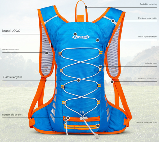 Orange Lightweight Outdoor Sports Backpack Breathable Hiking Daypack Compact Running Cycling Bag with Bungee Storage 45cm for Travel