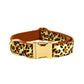 S Luxury 5 Piece Dog Harness and Collar Set Leopard Print with Leash Bow Tie & Waste Bag Holder Gold Metal Buckle Walking Gear