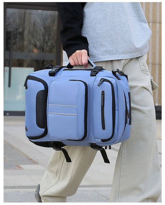 Large Capacity Convertible Travel Backpack - 16" Laptop Compartment, Shoe Pouch & USB Port(blue)