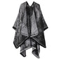Faux Cashmere Shawl (Qingming Scroll Print) - Black Gray, 160*135cm